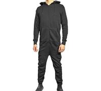 KIKFIT Unisex Adult Onesies Men & Women Cosy Nightwear Fleece Warm Snuggle All in One Zip Hoodie Jumpsuit Gift Loungewear Sizes M-XL (UK, Alpha, M, Regular, Regular, Black Medium)