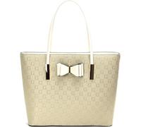 KIKFIT Women’s Faux Leather Tote Bag - Large Shoulder Handbag with Zip, Top Handle & Pockets for Work, School, Travel & Shopping (Cream)
