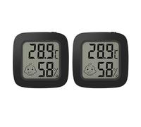 KIKFOPD Indoor Thermometer EasyRead Display Battery | Two units with large LCD digits for easy reading at a distance; powered by included CR2032 battery; black ABS shell.