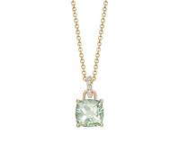 Kiki Cushion 18ct Yellow Gold, Green Amethyst Pendant With 0.10cttw Diamond Loop