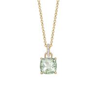 Kiki Cushion 18ct Yellow Gold, Green Amethyst Pendant With 0.10cttw Diamond Loop