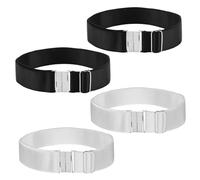 kiki fancy Long Elasticated Sock Hose Garters Clips,Garter Suspenders Elastic Belt Women Men Shirt Collar Stiffeners White Garter Clips Perfect for Dancers and Pipers Pack of 4(White and black)