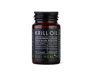 KIKI Health Krill Oil Capsules High Strength 590mg - Naturally Rich in Long-Chain Fatty Acids EPA & DHA, Support Heart, Brain, Liver, & Vision - Omega 3 Fish Oil Alternative, Gluten Free - 30 Capsules