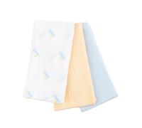 KIKI & SEBBY® 100% Sea Aegean Cotton Muslin Squares - Soft, Absorbent Baby Cloths for Feeding & Burping - Award-Winning Unisex Pack of 3 (70x70cm) (Puffin, Light Blue & Light Orange)