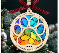 KiKi9xDesigns Christmas Memorial Ornament - If Love Could Have Saved You - Layered Wood and Acrylic Two Layer Ornament - Gift for Pet Loss Remembrance