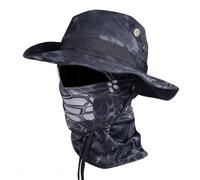 KIKIATA Cooling Neck Gaiter Face Mask Boonie Hat Set, Fishing Mask Sun Protection Face, Sun Uv Protection Camo Bucket Hat for Outdoor Sport Unisex(B)