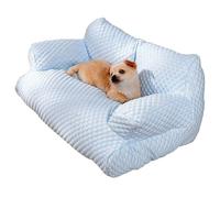 KIKIATA Dog Cooling Bed Summer Sleeping Cool Ice Silk Bed for Small Medium Large Dogs & Cats, Breathable Washable Summer Sofa Pet Bed with Non-Slip Bottom(Color:Blue,Size:L)