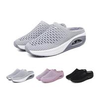 KIKIATA Hatmeo Women Orthopedic Slippers, Air Cushion Slip-On Diabetic Walking Shoes with Arch Support, Lightweight Breathable Sneakers Slippers Wide Toe Box Shoes for Women Indoor Outdoor(Grey,5 UK)