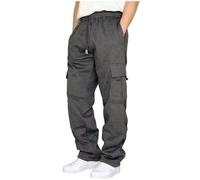 KIKIATA Men's Heavyweight Fleece Cargo Sweatpants, Casual Gym Cargo Athletic Jogger Pants Baggy Elastic Waist with Pockets, Tracksuit Bottoms Loose Fit for Men(Dark Gray,XL)