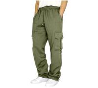 KIKIATA Men's Heavyweight Fleece Cargo Sweatpants, Casual Gym Cargo Athletic Jogger Pants Baggy Elastic Waist with Pockets, Tracksuit Bottoms Loose Fit for Men(Army Green,XXL)
