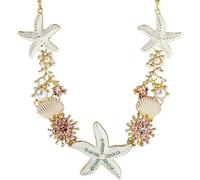 KIKIATA Shell Starfish Pearl Necklace, Shell Charm Necklace Bracelet Earrings, Mermaid Costume Jewelry Beach Jewelry for Women, Ocean Beach Accessories For Family(Necklace white)