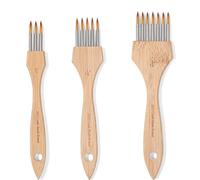 KIKIGOAL 3PCS Comb Paint Brushes for Acrylic Oil Watercolour | Professional grainer rake brushes create wood grain, grass, fur & feathers. Ideal for acrylic, watercolour & oil painting.
