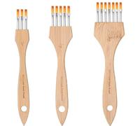 KIKIGOAL 3PCS Flat Comb Texture Brushes for Acrylic Paint | Multi-head nylon brushes. For acrylic, watercolour & gouache. Creates textures, lines & feathers. Texture rake tool.