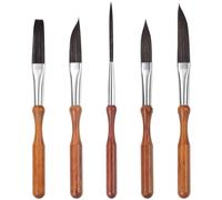 KIKIGOAL 5PCS Synthetic Squirrel Detail Paint Brushes | Synthetic squirrel hair brushes. Flat, cat's tongue, fine liner & dagger. For watercolour, ink, acrylic & gouache.