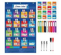 KIKIGOAL Class Jobs Pocket Chart Bulletin Board for School Classroom,Teacher's Helper Classroom Management Educational Pocket Chart