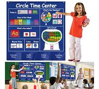 KIKIGOAL Classroom Pocket Chart - Educational Learning Calendar for Classroom & Homeschool Supplies, Weather Letters Numbers Shapes Colors Counting Activities