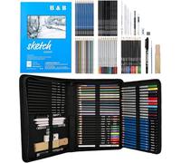 KIKIGOAL Drawing Sketching Set,Colored Pencil Pro Art Supplies with Graphite,Charcoal,Colored Pastel Pencils,Watercolor and Drawing Book in Storage Bag,Art Set for Beginners&Professionals (72PCS)