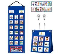 KIKIGOAL Kids Visual Schedule Calendar Chart, 2 in 1 Autism Daily Chore Routine Chart With 70 Cards Autism Learning Materials Kids Visual Behavioral Tool Wall Planner for Home School