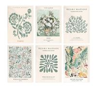 KiKiHong 6 Pieces Sage Green Room Decor Sage Green Poster Wall Art Posters Abstract Matisse Wall Art Vintage Gallery Wall Decor Suitable for Living Room Home Decoration