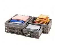 KiKiHong Set of 3 Storage Baskets,Woven Basket Boho Woven Paper Rope Organizers for Bathroom,Cosmetics & Toys,Table Organiser（Grau）