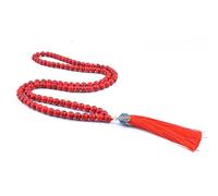 KIKILA 108 Mala Beads Necklace Semi-Precious Gem Stones Meditation Necklace JapaMala Beaded Tassel Necklace for Women, Stone, Agate