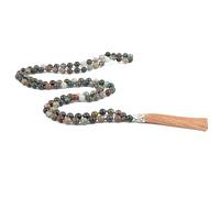KIKILA Mala Beads 108 Natural Stone GemStones Japamala Yoga Meditation Hand Knotted Beaded Tassel Necklace for Women Men, L, Stone, No Gemstone