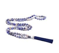 KIKILA Mala Beads 108 Natural Stone GemStones Japamala Yoga Meditation Hand Knotted Beaded Tassel Necklace for Women Men, L, Stone, No Gemstone