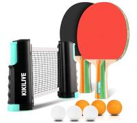 KIKILIVE 2 Player Table Tennis Set, Ping Pong Set with Retractable Net, 2 Rackets, 6 Balls & Carry Bag, Portable All-in-One For Indoor Outdoor