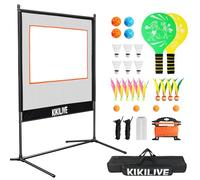 KIKILIVE 4-in-1 Multi-Sport Set with Net - for Pickleball, Badminton, Jianzi & Table Tennis, Includes Paddles, Balls, Carry Bag, Perfect for Backyard, Beach, Park, Indoor/Outdoor Games
