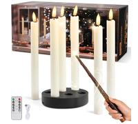 KIKILIVE Rechargeable led Taper Candles with Magic Wand Remote Control Timer 6 pcs, Including Charging Base, Flameless Candlesfor Room Table Halloween Christmas Decor