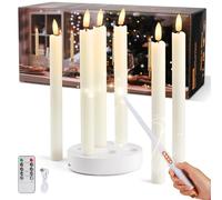 KIKILIVE Rechargeable led Taper Candles with Magic Wand Remote Control Timer 6 pcs, Including Charging Base, Flameless Candlesfor Room Table Halloween Christmas Decor