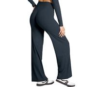 KIKIMINK Wide Leg Yoga Leggings Casual High Waist Gym Pants Stretchy Stragiht Seamless Trousers for Women