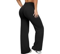KIKIMINK Wide Leg Yoga Leggings Casual High Waist Gym Pants Stretchy Stragiht Seamless Trousers for Women Black