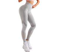 KIKIMINK Women's Yoga Pants Gym Leggings High Waist Tummy Control Opaque Cropped Trousers for Workout UK (UK, Alpha, S, Regular, Regular, WTGrey)