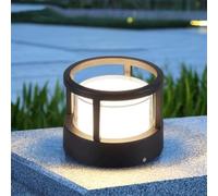 Kikioo European Round Post Cap Outdoor Lights Waterproof LED Pillar Light Fixture Hard Wired Acrylic Shade Column Light Aluminum Pillar Lantern For Deck Patio Lawn Pedestal Garden Floor Lights