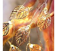 Kikioo Metal Gold Leaf Fairy Lights, 3D Iron Art Waterproof 20 LED String Lights USB/Battery Operated String Lights, Lights for Garden Yard Bedroom Landscape Wedding Party Christmas Decoration, 3m
