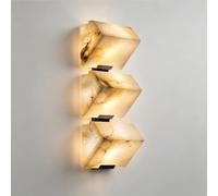Kikioo Natural Spanish Alabaster Wall Sconce, Modern Trapezoid Wall Light Fixture