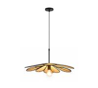 Kikioo Petal Design Rattan Hanging Light Retro Weaving Home Hotels Chandelier Hand-Woven Dining Room Chandelier E27 Coastal Pendant Light Creative Light Fixture(50cm/60cm)