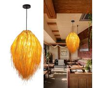 Kikioo Southeast Asian Style Rattan Pendant Light 50 CM Wicker Art Chandelier E27 Weaving Living Room Hanging Lights Restaurant Cafe Corridor Decorative Lamp Fixture