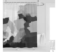 Kikiry Black and White Shower Curtain 60''W x 72''L Abstract Gothic Goth Dark Gray Grey Silver Modern Ombre Cool Art Simple Boho Minimalist Gradient Design Style Polyester Fabric 12 Pack Plastic Hooks