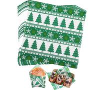 KIKISML 100 PCS Deli Paper Sheets 7 * 7 Inch, Food-Graded Greaseproof Paper Food Basket Liners for Sandwiches, Burgers, Fries Wrapping Paper for Party, Festival and Outdoors -Green Christmas Tree