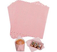 KIKISML 100 PCS Wavy Waxed Deli Paper Sheets 7 * 7 Inch, Food-grade Greaseproof Paper Hamburger Papers Food Basket Liners for Sandwiches, Burgers, Fries Wrapping for Party,Festival and Outdoors - Red