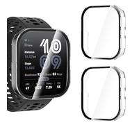 KIKISML 2 Pack Hard Case Compatible with Amazfit Bip 6, All-round Protective Tempered Glass PC Case Bumper Cover (Clear, Clear)