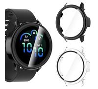 KIKISML 2 Pack Hard Case Compatible with Garmin Vivoactive 6, All-round Protective Tempered Glass PC Case Bumper Cover (Black, Clear)