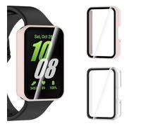 KIKISML 2 Pack Hard Case Compatible with Samsung Galaxy Fit 3, All-round Protective Tempered Glass PC Case Bumper Cover (Clear, Pink)