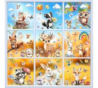 KIKISML 99 PCS Spring Window Clings, 9 Sheets Spring Animals Window Stickers with Cute Fox, Rabbit, Squirrel, Hedgehog, Owl, Deer for Home School Office Party Decor Glass Window Display Supplies