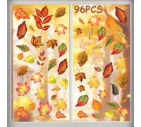 KIKISML Autumn Fall Window Clings Stickers, Maple Leaves Window Stickers Decor, 9 Sheets Autumn Thanksgiving Static Sticker for School Home Office Party Accessory Home Party Holiday Supplies