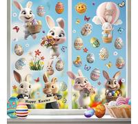 KIKISML Easter Window Clings Stickers 106pcs, Various Cute Bunny Colorful Easter Eggs Flower Butterfly Window Stickers Decor, 9 Sheets Static Sticker for School Home Office Party Accessory Supplies