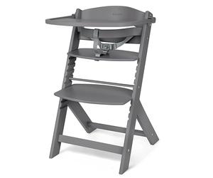 KikkaBoo NORDY Wooden High Chair for Baby, Adjustable Chair up to 35 kg, Beech Frame, Removable Tray, Adjustable Seat and Footrest, Safety Bar, 3-Point Belt, Dark Grey