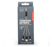 Kikkerland 3-in-1 Charging Keyring - Travel Cable with USB, USB-C, & Lightning Ports - Portable Keychain Charger for Multiple Devices